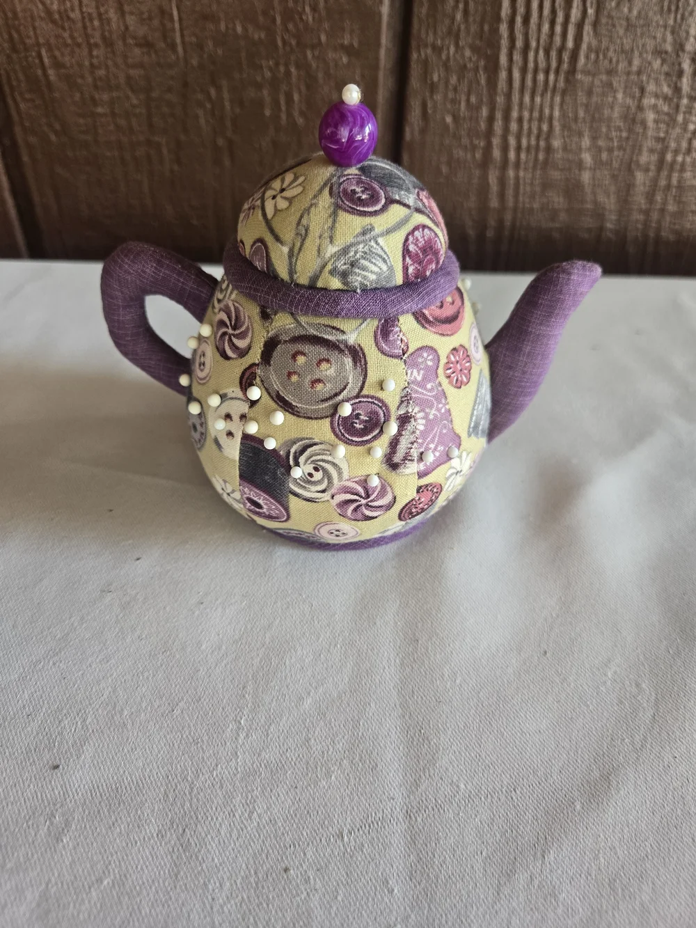 Floral Teapot Pin Cushion With Storage Under Lid